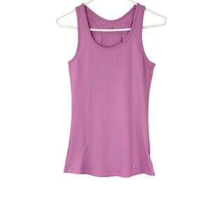 Under Armour HeatGear Fitted Pink Ribbed Tank Top Medium Pullover Scoop Neck NEW